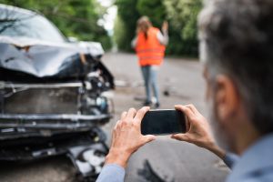 Taking pictures of an accident scene